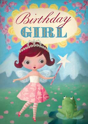 Birthday Girl Fairy with Wand Greeting Card by Stephen Mackey - Click Image to Close